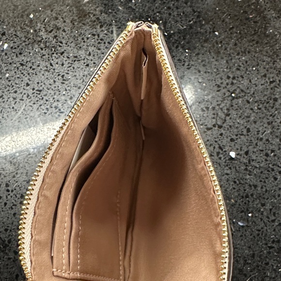 Coach Cream Wristlet with Green and Blue Stripes - Picture 4 of 5